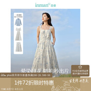 茵曼（INMAN）法式暈染女裝V領(lǐng)吊帶連衣裙2025夏季新品裙子 月藍(lán)  XL 