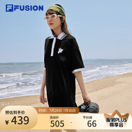 FILA FUSION斐樂潮牌女子連衣裙夏時(shí)尚寬松簡(jiǎn)約POLO領(lǐng)連身裙 深黑-BK S （160/80A/S）