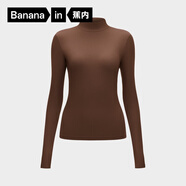 蕉內（Bananain）熱皮501+女士保暖衣氨基酸防寒裸感內搭百搭顯瘦可外穿打底衣T恤 【小高領】甜栗棕 M