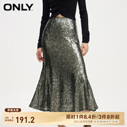ONLYONLY夏季時(shí)尚亮片魚(yú)尾裙擺高腰包臀裙半身裙女|12411G001 E06 石灰色 M 165/68A