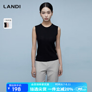 藍地（LANDI）[通穿三季]LANDI圓領(lǐng)無(wú)袖修身針織衫女吊帶背心內搭2024春夏新品 靜謐黑 L