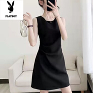 花花公子（PLAYBOY）2025新款夏白色修身顯瘦短款氣質(zhì)連衣裙晚宴年會(huì)小個(gè)子生日禮服女 1078#黑色 2XL