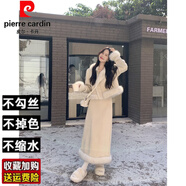 皮爾卡丹（pierre cardin）仿鹿皮絨小香風(fēng)加絨加厚長(cháng)袖外套半身裙冬季2025新款時(shí)尚兩件套 長(cháng)裙套裝 S