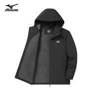 美津濃（MIZUNO）戶外夾克男連帽梭織透氣情侶鋒衣加絨加厚加棉外套男上衣