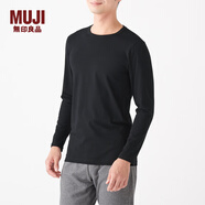 無(wú)印良品 MUJI 男式 使用了棉的冬季內(nèi)衣圓領(lǐng)長(zhǎng)袖T恤 69AA452打底衫打底衣 黑色 XS