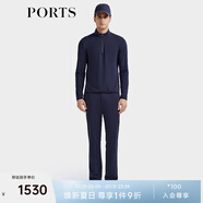 PORTS寶姿男裝2025春夏新品萊賽爾混紡半拉鏈織帶長(zhǎng)袖立領(lǐng)T恤 藏青色 S