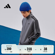 adidas男女大童休閑舒適長袖套裝兒童新款阿迪達斯官方輕運動 深灰/黑色   152