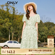 ONLY法式茶歇收腰中長裙氣質(zhì)雪紡碎花連衣裙女|123207068 H45 水彩花卉 S 160/80A
