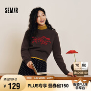 森馬（Semir）毛衣女短款蝴蝶結(jié)少女感2025春季圓領(lǐng)正肩套頭衫顯瘦109125107005