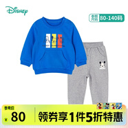 迪士尼寶寶（Disney Baby）童裝男童女童套裝潮酷米奇米妮衛(wèi)衣套裝兒童外出服 藍(lán)色T1281 24個月/身高90cm
