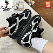 西域駱駝（VANCAMEL）港風(fēng)網(wǎng)面透氣老爹鞋女輕便舒適軟底運(yùn)動(dòng)跑步休閑鞋男2025夏季 黑色 41