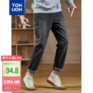 唐獅（TonLion）2023男小直筒牛仔長(zhǎng)褲 無(wú)絨款/三批/碳黑 28 