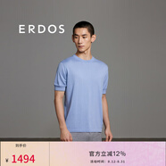 ERDOS 春夏圓領(lǐng)純棉短袖針織衫商務(wù)休閑簡(jiǎn)約男士T恤 天空藍(lán) 2XL 185/104A