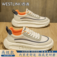西遇（Westlink）男鞋2025新款夏季百搭透氣運(yùn)動(dòng)板鞋男士防滑低幫厚底增高休閑潮鞋 白藍(lán)【高級(jí)款】 單層 39 （標(biāo)準(zhǔn)運(yùn)動(dòng)鞋尺碼）