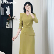 拉夏貝爾（La Chapelle）套裝女黑色連衣裙女2025春秋氣質(zhì)穿搭感重要場(chǎng)合法式套裝裙 果綠色上衣 S 80-100斤