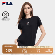 FILA斐樂(lè)官方女裝短袖T恤女夏季舒適經(jīng)典針織短袖小熊t上衣潮流時(shí)尚 正黑色-F11W329117F S （160/80A/S）