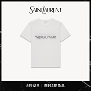 YSL圣羅蘭【禮物】女士SAINT LAURENT反轉(zhuǎn)T恤自然色和黑色 自然色和黑色 M