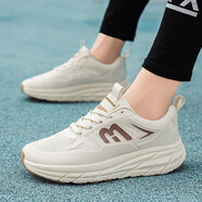 牧比尼2025冬季新款青少年透氣大碼休閑運動(dòng)鞋韓版ins加寬版老爹潮鞋子 米色 單層 40 (250mm)