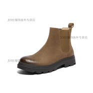 百麗（Belle）男鞋休閑靴男靴2024冬新厚底切爾西靴短靴加絨馬丁靴A1689DD4 卡其色-絨里 43