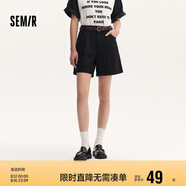 森馬（Semir）休閑褲女A字百搭基礎氣質通勤夏季簡約腰帶寬松短褲101324125008