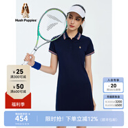 Hush Puppies暇步士女裝夏季撞色POLO領(lǐng)短袖連衣裙 196深藍(lán) M