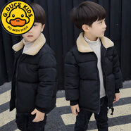 G.DUCKKIDS男童羽絨棉服冬裝手塞棉外套2023新款4-12歲兒童中大童棉襖加厚冬 黑色 毛領(lǐng)棉衣 150 建議身高141cm左右