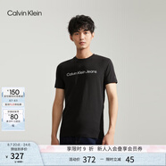Calvin Klein Jeans夏季男女情侶中性年輕ck多色印花透氣修身短袖T恤J320931 BEH-太空黑 XL （推薦160-175斤）