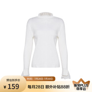 兩三事梵高文藝 青衫 蕾絲拼接半高領(lǐng)打底衫女春季復(fù)古修身內(nèi)搭針織衫 白色 均碼 F
