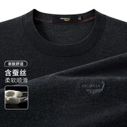 鱷魚(yú)恤含蠶絲男士長(cháng)袖t恤2025夏季薄款圓領(lǐng)寬松大碼商務(wù)休閑打底 深灰 (98) S (46)