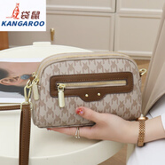 袋鼠（KANGAROO）斜挎包女2025新款復(fù)古時尚印花小包包多層口袋小挎包裝放手機小包 千鳥格
