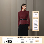 PORTS寶姿 秋冬新品女裝簡(jiǎn)約半高領(lǐng)針織上衣LA9N025GCF005 酒莊紫格子 XS (2)