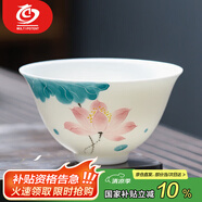 MULTIPOTENT功夫茶杯手繪白瓷主人杯個(gè)人杯品茗杯沁杯-語(yǔ)荷精美伴手禮盒套裝