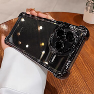 依云諾【自帶鏡頭膜】適用紅米K80至尊版手機殼 新款軟殼全包氣囊防摔鏡頭Redmi散熱個性電鍍透明超薄 四角氣囊防摔-全包軟殼【黑色】贈膜+掛繩 紅米K80至尊版