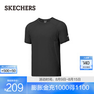 斯凱奇（Skechers）男士休閑針織短袖衫P225M018 碳黑/0018 M