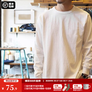 馬登工裝 美式寬松重磅純棉圓領(lǐng)長袖磨毛T恤內(nèi)搭純色打底衫衛(wèi)衣男秋季 米白色 M 130-145斤
