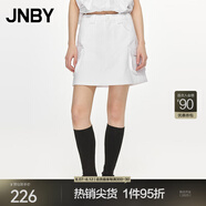 江南布衣（JNBY）夏半身裙女A字裙簡(jiǎn)約工裝風(fēng)腰裙通勤短裙棉質(zhì)裙子 140/雪白 XS