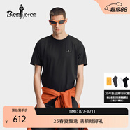 比音勒芬2025夏季新款透氣圓領(lǐng)防曬短袖T恤休閑簡約親膚男士上衣日常通勤 07黑色 XL （110）