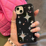 優(yōu)選y2k暗黑辣妹立體水鉆星星適用蘋果161514promax手機殼iPhone13 黑色彩鉆四角星 iPhone6s