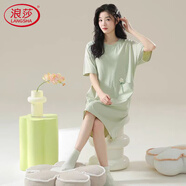 浪莎（LangSha）2025新款女士新款睡裙純棉短袖可外穿休閑睡衣連衣裙涼感家居服 Y8818 Q627 M 【建議80-100斤穿】