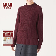無(wú)印良品 MUJI 女式 阿蘭圖案 高領(lǐng)毛衣 長(cháng)袖針織衫女款冬季W(wǎng)9AA874 深紫紅色 XL (165/92A)