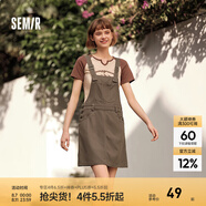 Semir森馬背帶裙女疊穿小個子短裙24夏季時尚寬松連衣裙復(fù)古百搭 咖啡50892 XL