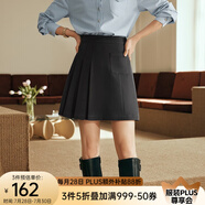 Olrain歐芮兒法式深灰色半身裙女春裝新款高腰壓褶A字短裙女裙 深灰色 XL