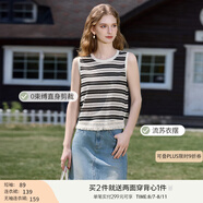 香影流蘇條紋黑色t恤女短袖2025夏裝新款寬松休閑風(fēng)正肩圓領(lǐng)上衣 黑色T85S799  背心款 M 160/84A/95-110斤