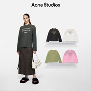 Acne Studios【七夕禮贈(zèng)】 男女同款 做舊1996印花寬松落肩長(zhǎng)袖T恤上衣CL0197 淡黑色 XS