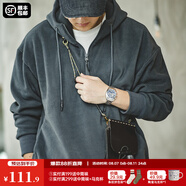 馬登工裝 美式復(fù)古搖粒絨連帽衛(wèi)衣男秋季加絨保暖休閑打底衫疊穿外套 深灰色 L