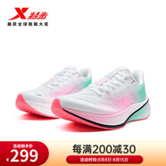 特步（XTEP）2025年夏大眾功能跑系列跑鞋女 經(jīng)典白/熒光櫻粉/澈青藍 35