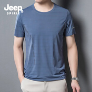 JEEP SPIRIT吉普短袖t恤男夏季圓領(lǐng)寬松大碼冰絲透氣速干衣運(yùn)動(dòng)體恤男 淺藍(lán) M