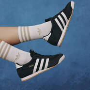 阿迪達斯（adidas）三葉草男鞋女鞋 春秋季新款復古休閑鞋運動(dòng)鞋輕便低幫跑步鞋 IH1324/黑色/白色/金色 41 (255mm)