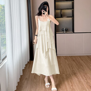 魅菲梵背心無袖連衣裙女2025年夏裝新款日常年輕款時尚氣質(zhì)仙女初戀裙 2612杏色 XL