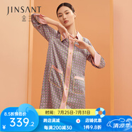 金三塔睡衣女桑蠶絲衣褲套家居服【福利購】 波普幾何印花 睡裙 M